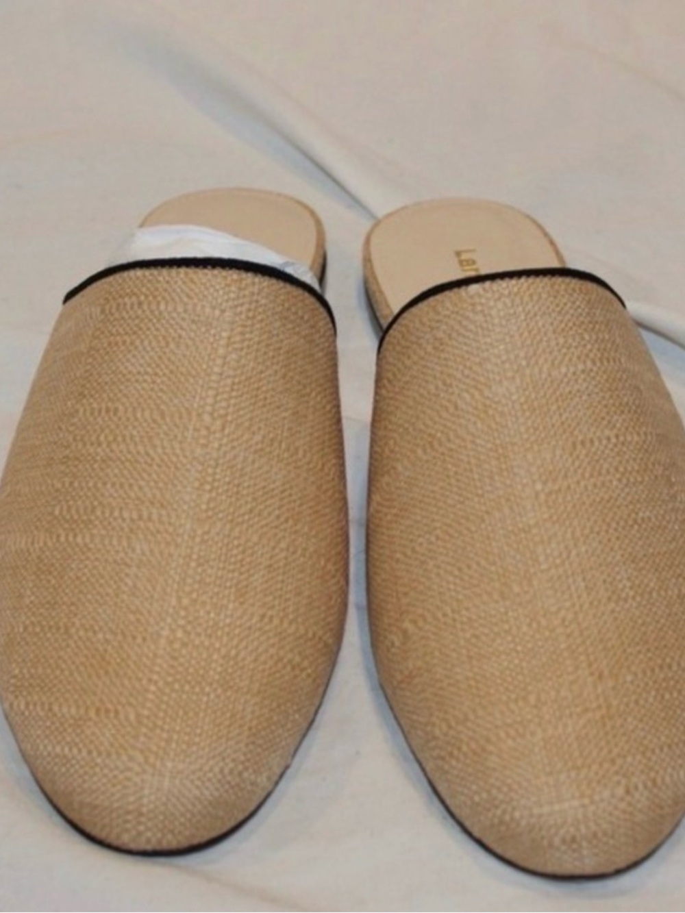 Woven Slide Mules in Natural Beige - Women